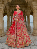 Monjolika Fashion Red Silk Embroidered Sequins Thread And Zari Work Bridal Trendy Lehenga Choli | Grocsy