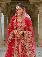 Monjolika Fashion Red Silk Embroidered Sequins Thread And Zari Work Bridal Trendy Lehenga Choli | Grocsy