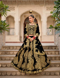 Monjolika Fashion Velvet Black Embroidered Stone Work Wedding Lehenga Choli | Grocsy