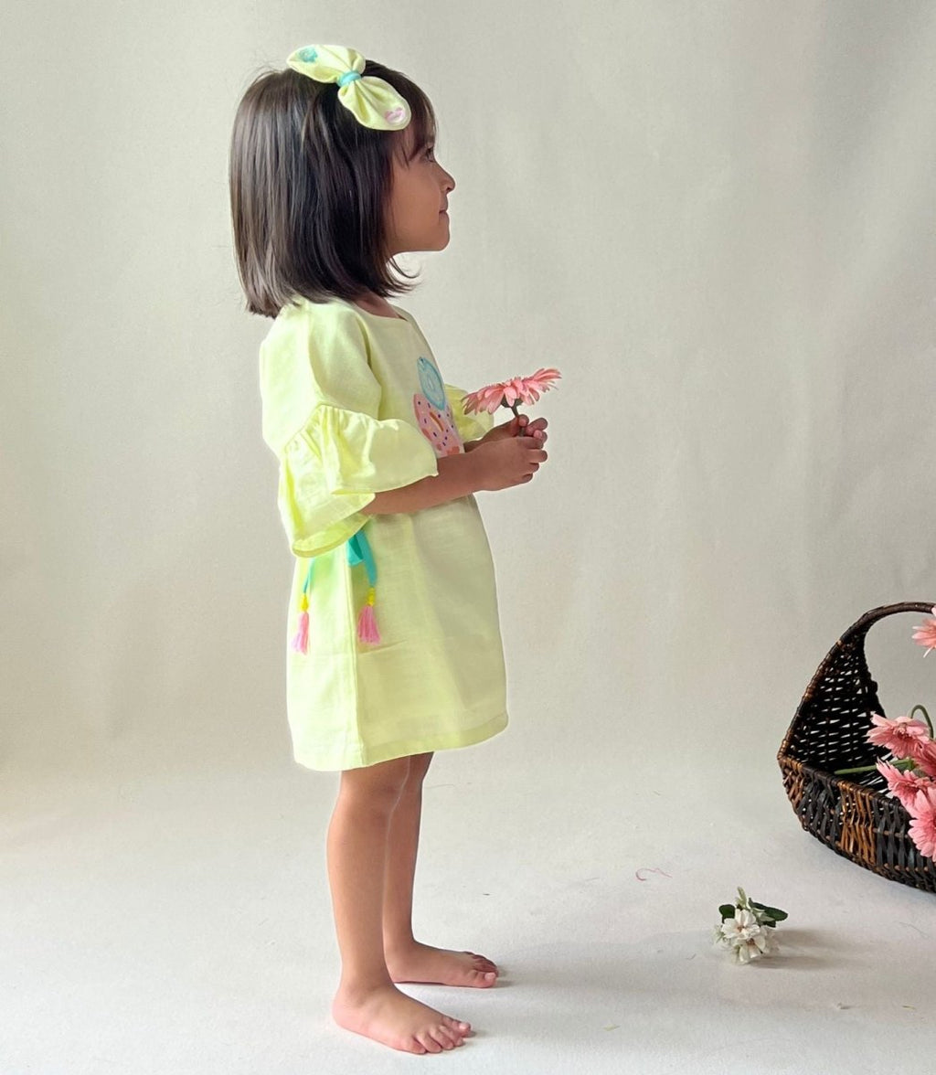 ArthLife Yellow Donuts Embroidered Dress | Grocsy