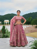 Monjolika Fashion Silk Blend Embroidered Sequins Onion Pink Designer Lehenga Choli | Grocsy