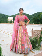 Monjolika Fashion Silk Blend Embroidered Sequins Pink Designer Lehenga Choli | Grocsy