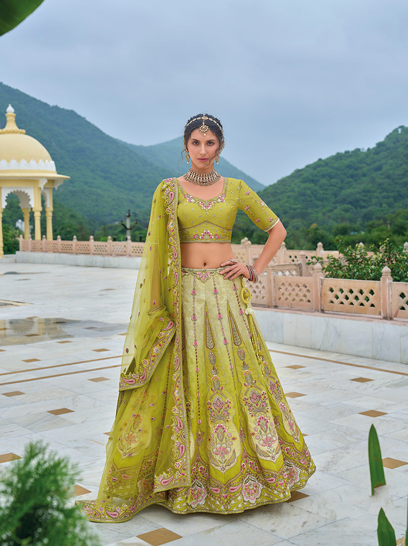 Monjolika Fashion Silk Blend Embroidered Sequins pear Designer Lehenga Choli | Grocsy