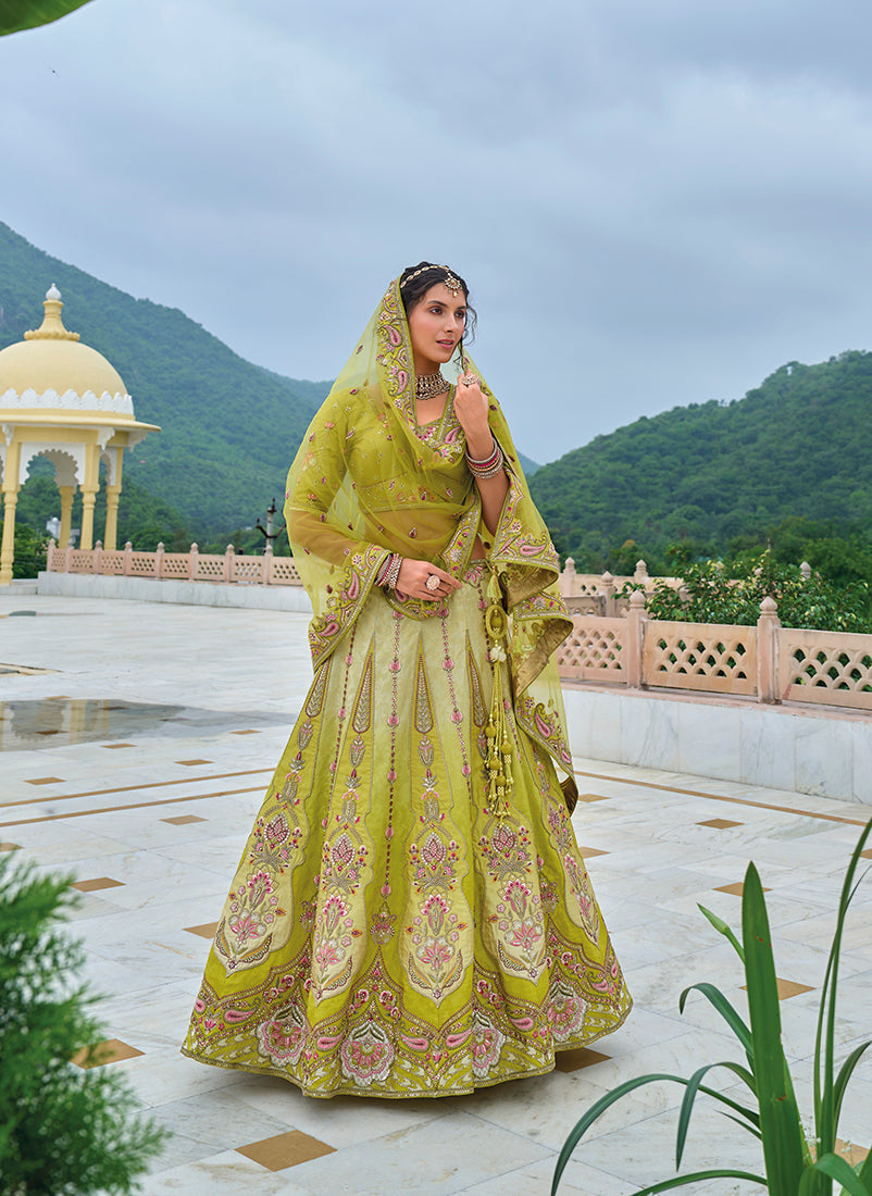 Monjolika Fashion Silk Blend Embroidered Sequins pear Designer Lehenga Choli | Grocsy