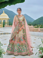 Monjolika Fashion Silk Blend Embroidered Sequins Multi Colour Designer Lehenga Choli | Grocsy