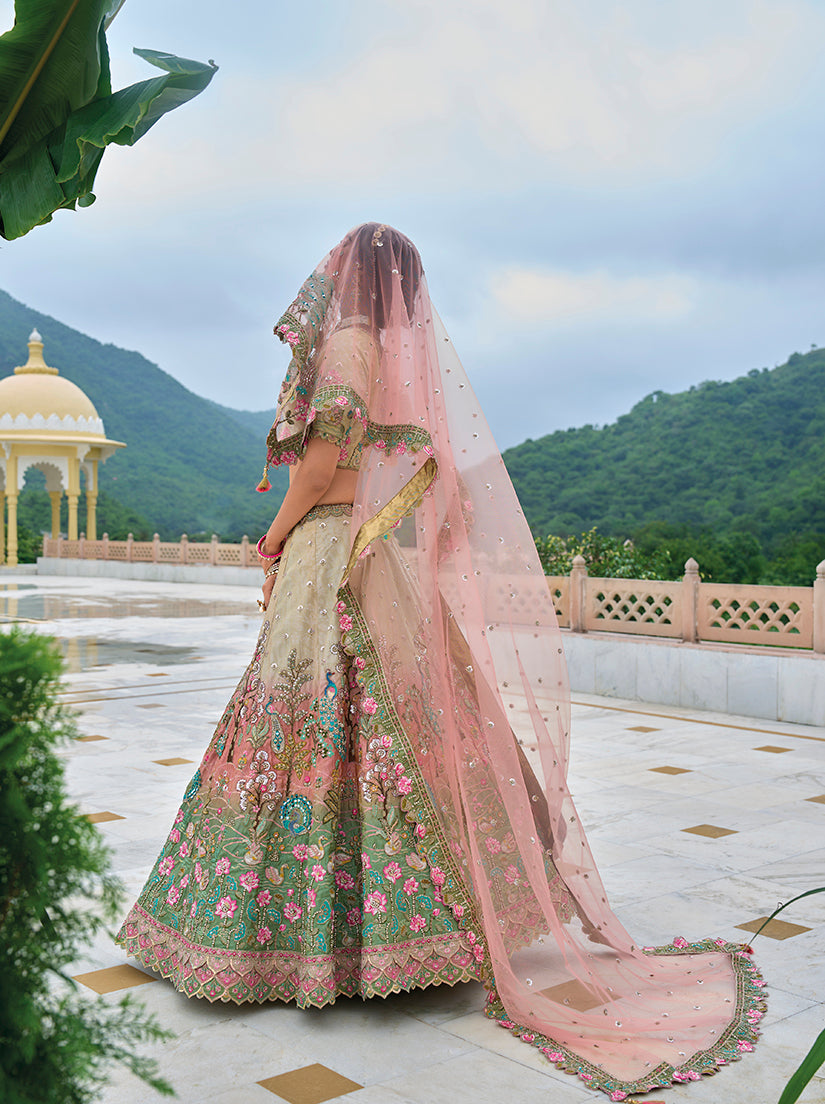 Monjolika Fashion Silk Blend Embroidered Sequins Multi Colour Designer Lehenga Choli | Grocsy