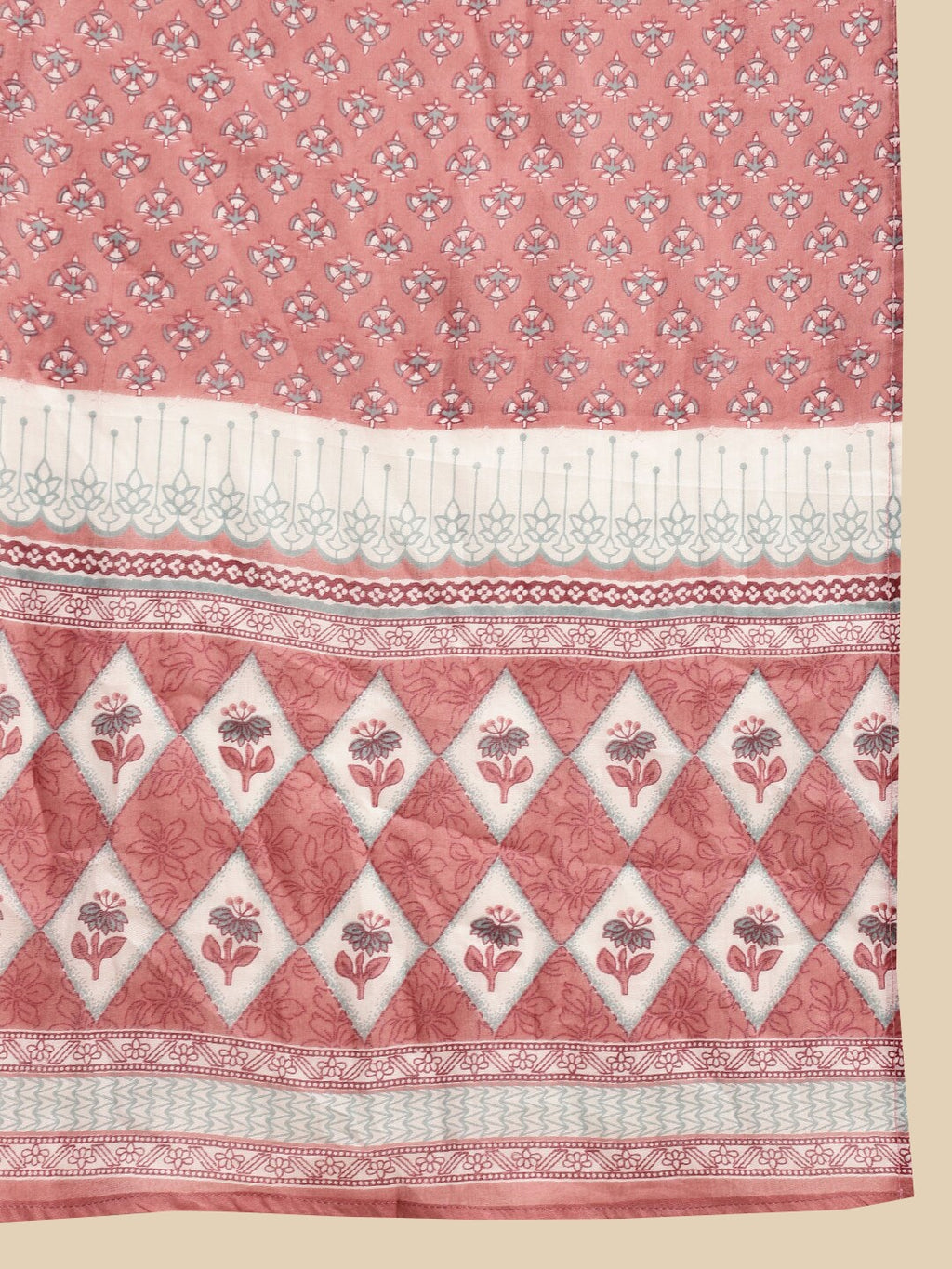 Sangria Ethnic Motif-Printed Sequinned Pure-Cotton Straight Kurta With Trouser & Dupatta | Grocsy
