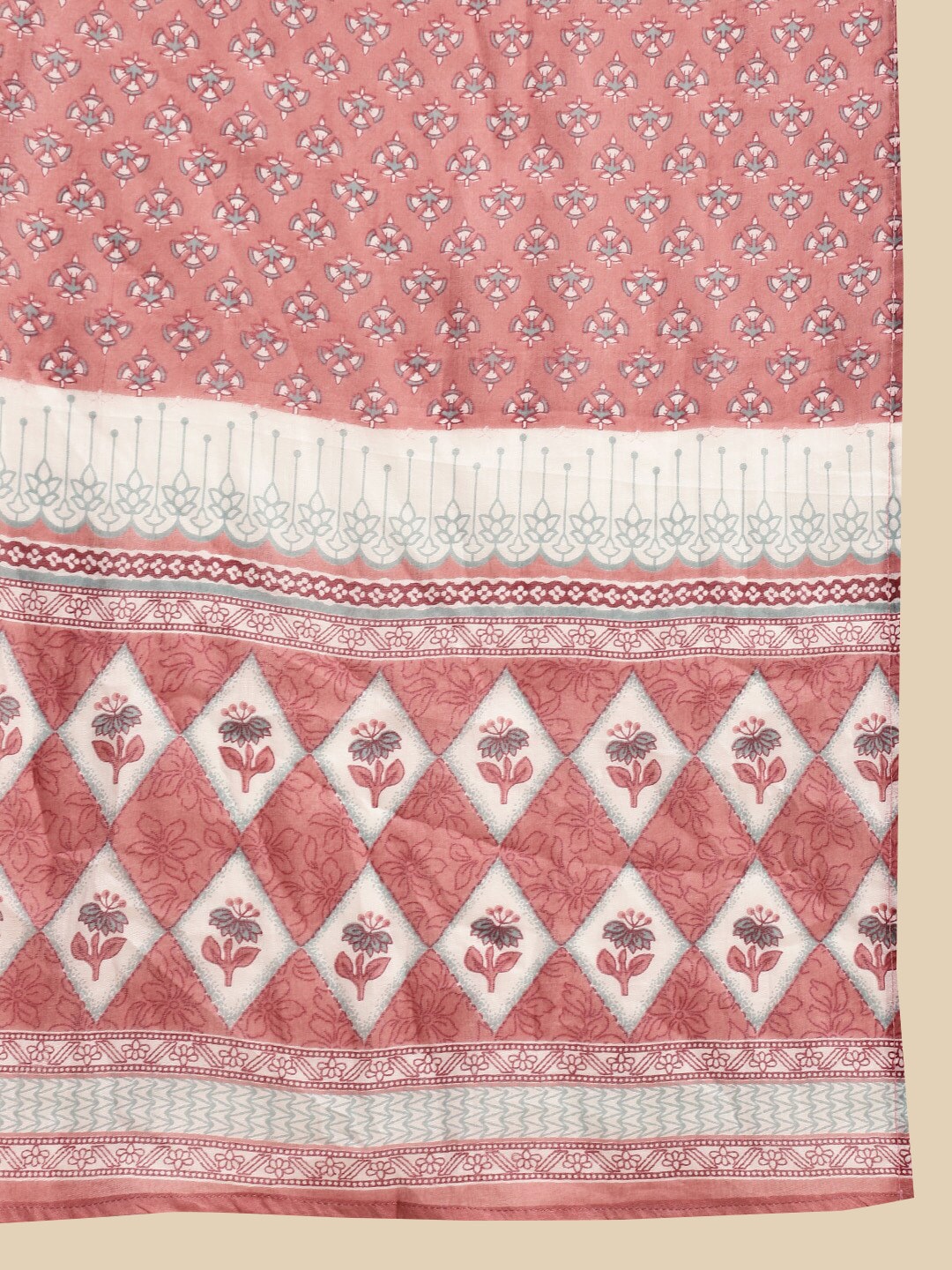 Sangria Ethnic Motif-Printed Sequinned Pure-Cotton Straight Kurta With Trouser & Dupatta | Grocsy