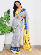 Saree Mall Checked Pure Cotton Bagh Sarees | Grocsy