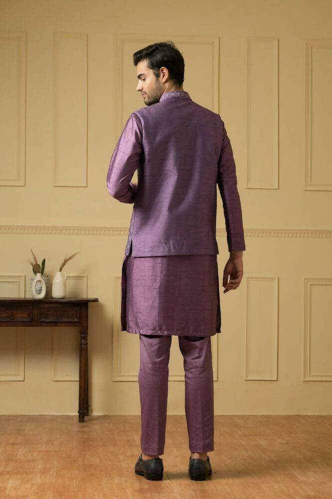 Purplebee Nehru Jacket Set by Hilo Design | Grocsy