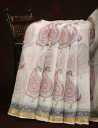 Off White Mango Block Design Pure Kota Cotton Saree By Gayathri Reddy Designer Studio | Grocsy