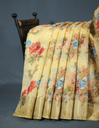 Shades of Light Dry Mehendi With Floral Print Semi Chanderi Saree By Gayathri Reddy Designer Studio | Grocsy