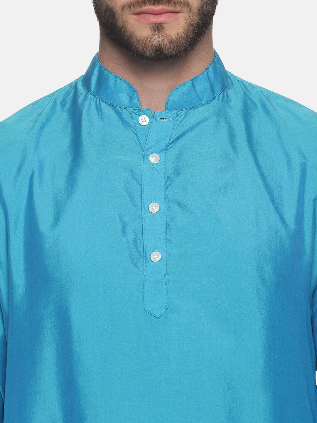 Sethukrishna Men Turquoise Blue Angrakha Kurta with Salwar | Grocsy