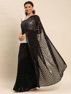 kasee Embellished Sequinned Pure Georgette Saree | Grocsy
