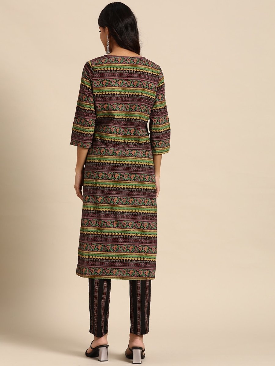 All About You Women Ethnic Motifs Printed Pure Cotton Kurta with Trousers | Grocsy