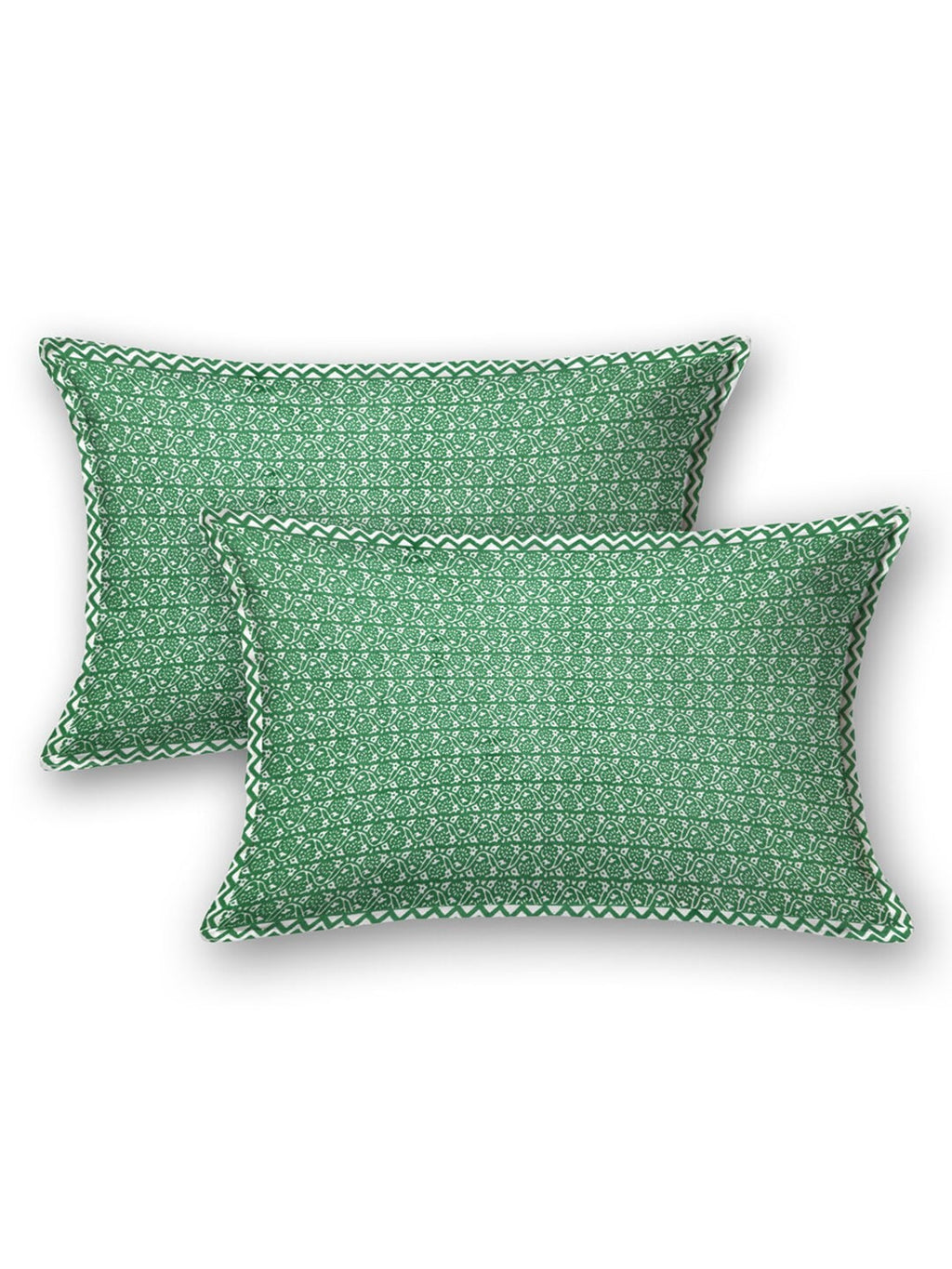 LIVING ROOTS Blue & Green Jaipur Printed 210 TC King Bedsheet with 2 Pillow Covers | Grocsy