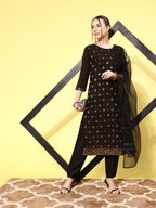 Sangria Women Ethnic Motifs Regular Kurta with Trousers & With Dupatta | Grocsy