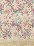 Saree Mall Cream-Coloured & Pink Floral Print Saree | Grocsy