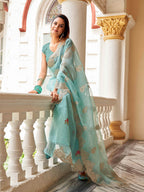 Tikhi Imli Ethnic Motifs Embroidery Organza Heavy Work Saree | Grocsy