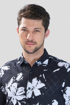 Xkind Black Floral Printed Textured Regular Fit Shirt | Grocsy