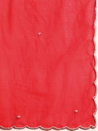 Sangria Women Red & White Ethnic Embellished Beaded Kurta with Trousers & Dupatta | Grocsy