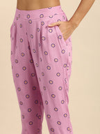 All About You Women Pink Ethnic Motifs Printed Empire Kurta with Trousers | Grocsy