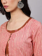 Aks Striped Cotton Kurta With Jacket | Grocsy