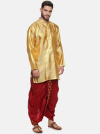 Sethukrishna Men Maroon Embroidered Dhotipants | Grocsy