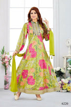 Joban Fashion Chinon Green Color Kurta Set | Grocsy
