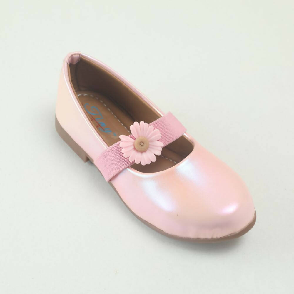 Tiny Bugs Girls Flower Embellished Ballerinas - Pink | Grocsy