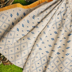 Exclusive Collection 100% Pure Cotton Off White Blue Saree With Printed Work | Grocsy