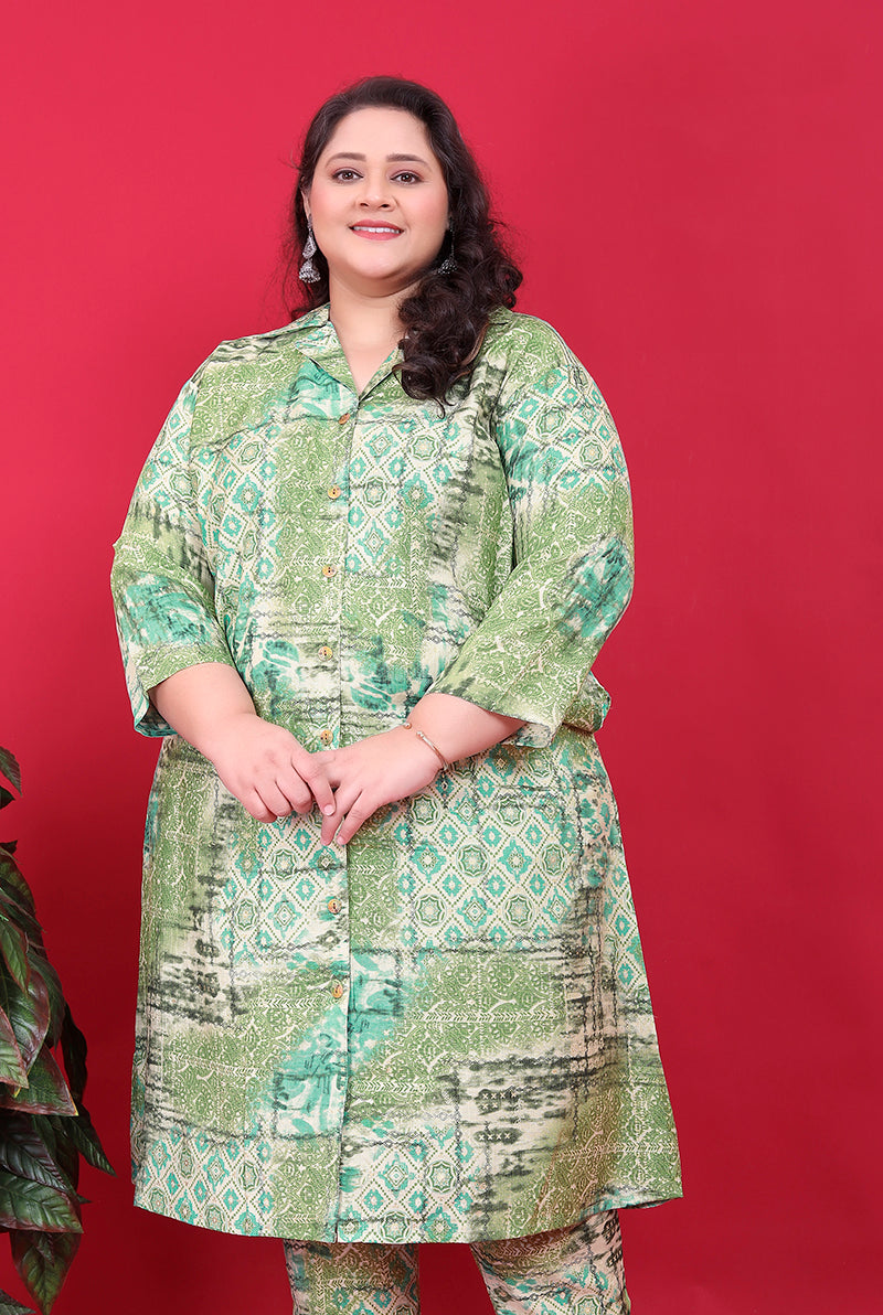 Monjolika Fashion Green Colour Rayon Floral Print Classic Co-Ord Set | Grocsy