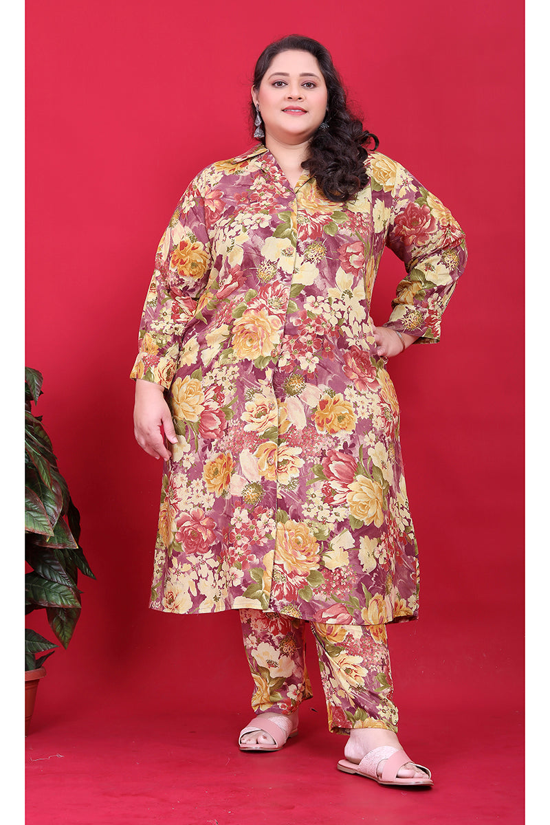 Monjolika Fashion Multicolor Rayon Floral Print Classic Co-Ord Set | Grocsy