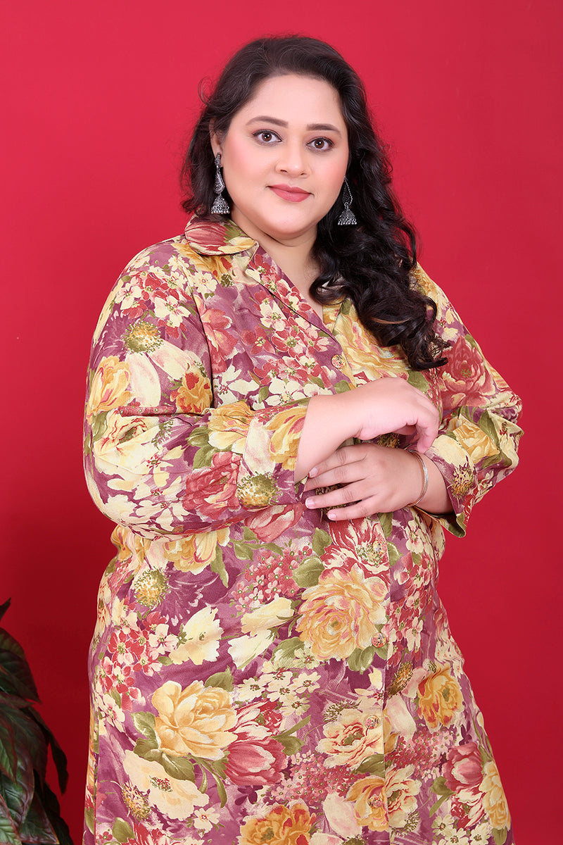 Monjolika Fashion Multicolor Rayon Floral Print Classic Co-Ord Set | Grocsy