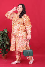 Monjolika Fashion Orange Colour Rayon Floral Print Classic Co-Ord Set | Grocsy