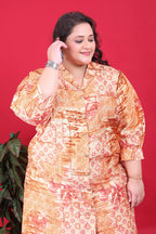 Monjolika Fashion Orange Colour Rayon Floral Print Classic Co-Ord Set | Grocsy