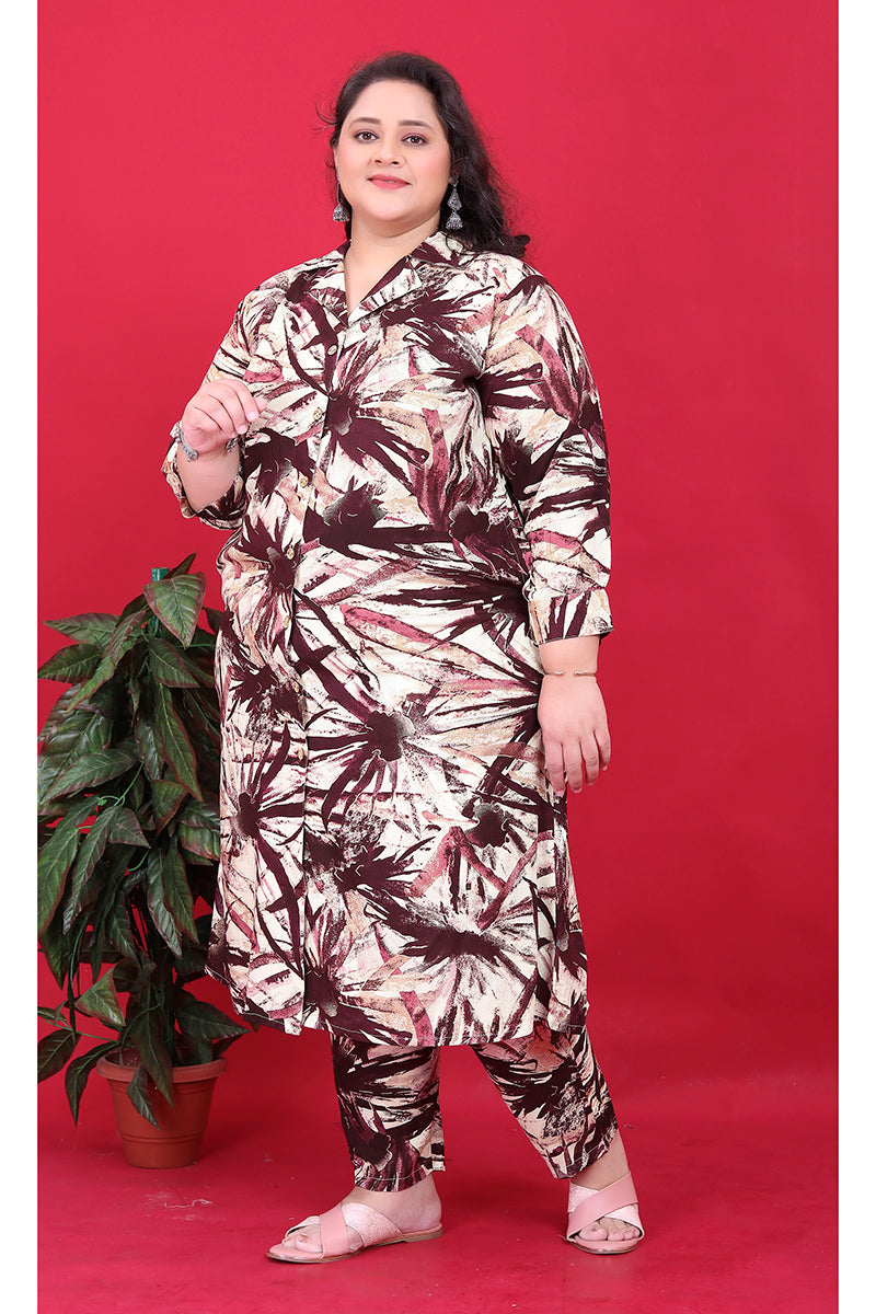 Monjolika Fashion Maroon Colour Rayon Floral Print Classic Co-Ord Set | Grocsy