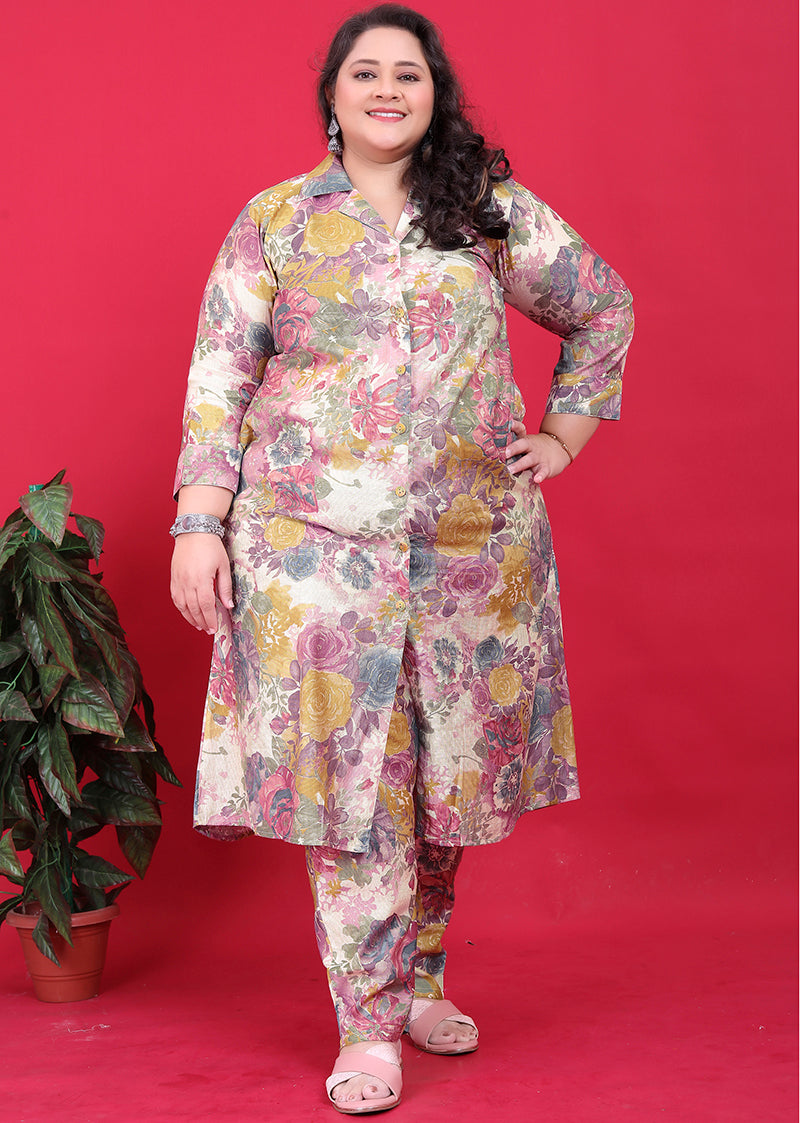 Monjolika Fashion Multicolor Rayon Floral Print Classic Co-Ord Set | Grocsy