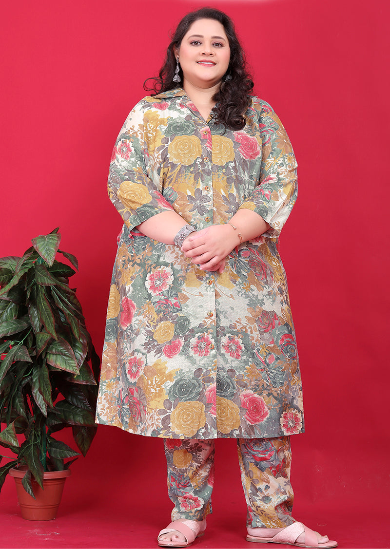 Monjolika Fashion Multicolor Rayon Floral Print Classic Co-Ord Set | Grocsy