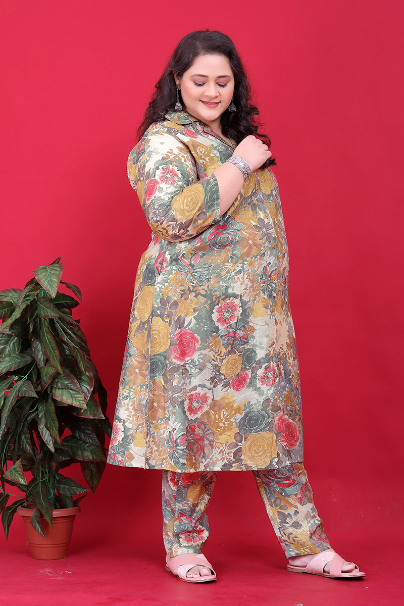 Monjolika Fashion Multicolor Rayon Floral Print Classic Co-Ord Set | Grocsy
