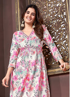 Monjolika Fashion Off White And Pink Rayon Printed Afghani Suit | Grocsy