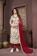 Monjolika Fashion Red Rayon Printed Festival Wear Afghani Suit | Grocsy