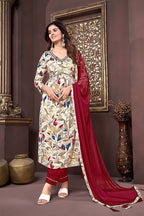 Monjolika Fashion Red Rayon Printed Festival Wear Afghani Suit | Grocsy
