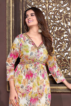 Monjolika Fashion Yellow Rayon Printed Festival Wear Afghani Suit | Grocsy