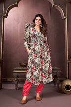 Monjolika Fashion Red Rayon Printed Festival Wear Afghani Suit | Grocsy