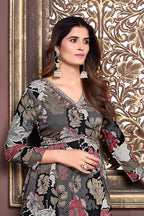 Monjolika Fashion Black Rayon Printed Festival Wear Afghani Suit | Grocsy