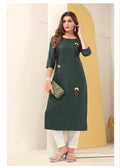 Monjolika Fashion Dark Grey Vision Silk With Handmade Embroidery Kurti | Grocsy