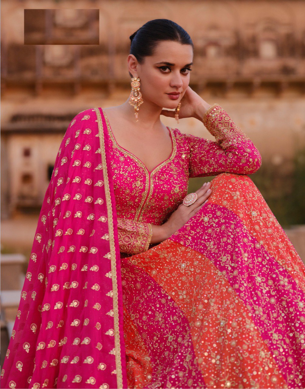 Anaita Pink Heavy Embroidered Faux Georgette Stitched Anarkali Suit | Grocsy