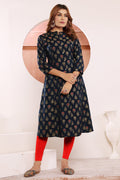 Monjolika Fashion Navy Blue Viscose Maslin Print With Pocket Stylish Kurti | Grocsy