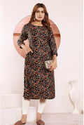 Monjolika Fashion Black Viscose Maslin Print With Pocket Stylish Kurti | Grocsy